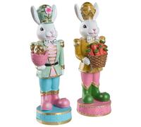 Set of 2 Figurines Rabbit SNAVE Multicolour