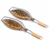 Set of 2 Fish Grilling Baskets Grill Basket Fish Holder BBQ Fish Turner