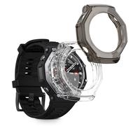 kwmobile Frame Cover Compatible with Huami Amazfit T-Rex 3 Cover (2-Pack) - Clear Silicone Case - Transparent/Black