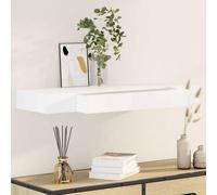 Set of 2 Floating Wall Shelves with Drawers Storage Display Shelf White