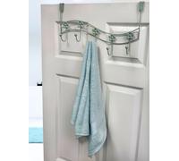 Set of 2 Flowers White Over Door Storage Hooks Showerdrape Green One Size