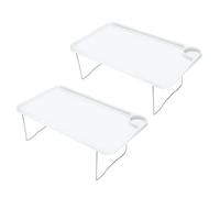 Set of 2 Foldable Blue & White Bed & Laptop Trays, Portable & Reusable with Legs, Perfect for Meals, Work, and Relaxation, Easy to Use, Lightweight Design