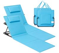 Folding Beach Sunlounger, Sky Blue / 2