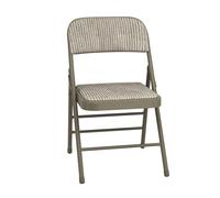 Set of 2 Folding Chairs with Padded Cush & Back Stackable Portable Dining Chairs for Indoor Outdoor Use Lightweight Kitchen Side Chairs (White Stripe)