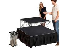 Set of 2 Folding Portable Stage Platform with Surrounding Fabric，3x3' 4x4 Modular Assemble Stage Riser for Singer/Music Performance(LxW 4x4ft/1.2x1.2m,H 15.7in/40cm)