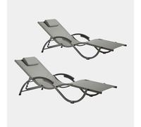Set of 2 Folding Textoline Sunlounger