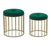 Set of 2 Footstools LUBBOCK Velvet Dark Green