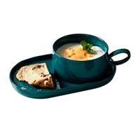 Set of 2 French Onion Soup Bowls with Handles, Solid Soup and Sandwich Plate Combo for Cereals, Pasta, Ice Cream, Dishwasher, Microwave and Oven Safe, Pink