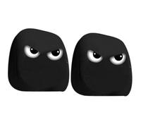 Set of 2 Friendly Face Car Seat Covers - 13 cm Soft Headrest Covers with Cheerful Design, Perfect for Daily Drives, Holiday Travel and as an Gift Idea