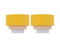 Set of 2 Gabi - Ochre Ombre Linen 22cm Table Lamp Shades First Choice Lighting Yellow One Size