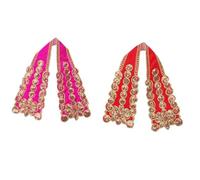 Set of 2 Ganesh Dupatta Decorative Puja Cloth Chunari, Pooja Chunar (Size: 12 x 4 inches), Pooja Items Articles for Indian Traditional Festival Ganpati Decorations for Statue Frame Idol Temple (Red