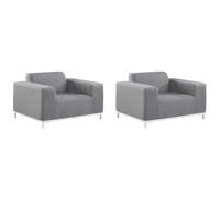 Set of 2 Garden Armchairs ROVIGO Fabric Grey