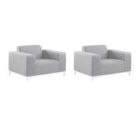 Beliani Set of 2 Garden Armchairs ROVIGO Fabric Light Grey, Grey