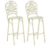 Beliani Set of 2 Garden Bar Chairs BIVIO Folding Metal Light Green, Green