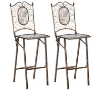Set of 2 Garden Bar Chairs BORMIO Folding Metal Black