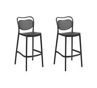 Beliani Set Of 2 Garden Bar Chairs Celleno Black