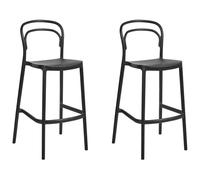 Beliani Set Of 2 Garden Bar Chairs Porano Black, Black