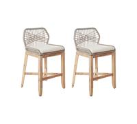 Set of 2 Garden Bar Chairs TALAMONE Acacia Wood Light Wood