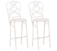 Set of 2 Garden Bar Chairs TRIESTE Folding Metal Light Beige
