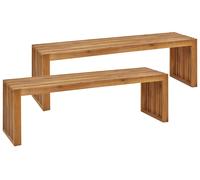Set of 2 Garden Benches SULZANO 150 cm Acacia Wood Brown