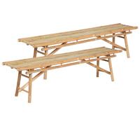 Set of 2 Garden Benches TINDARI Bamboo Wood Light Wood