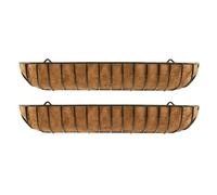 Set of 2 Garden Black Metal Wall Basket Manger Trough Planters (120cm)