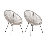 Beliani Set of 2 Garden Chairs ACAPULCO II PE Rattan Light Grey, Grey