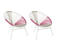 Beliani Set of 2 Garden Chairs ACAPULCO PE Rattan Fuchsia Pink