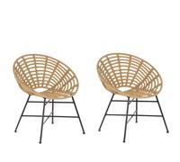 Garden Chair Set of 2 PE Rattan Light Brown ACERRA