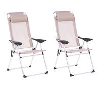 Beliani Set Of 2 Garden Chairs Asine Folding Metal Beige, Cream