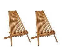 Set of 2 Garden Chairs BELLANO Acacia Wood Brown
