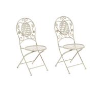 Beliani Set Of 2 Garden Chairs Bivio Folding Metal Off-White