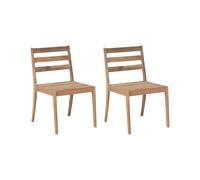 Beliani Set Of 2 Garden Chairs Chioggia Certified Acacia Wood Light Brown