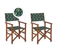 Set of 2 Garden Chairs CINE Acacia Wood Dark Green