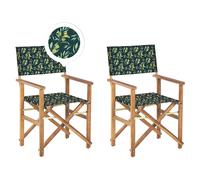 Set of 2 Garden Chairs CINE Acacia Wood Dark Green