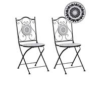 Beliani Set Of 2 Garden Chairs Comiso Folding Metal Black/ White