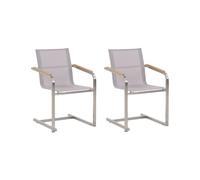 Beliani Set Of 2 Garden Chairs Cosoleto Stainless Steel Beige