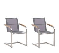 Set of 2 Garden Chairs COSOLETO Stainless Steel Grey