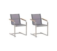 Beliani Set of 2 Garden Chairs COSOLETO Stainless Steel Grey, Grey