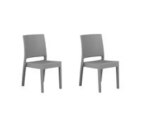 Beliani Set Of 2 Garden Chairs Fossano Synthetic Material Light Grey