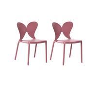 Beliani Set Of 2 Garden Chairs Larissa Stacking Pink
