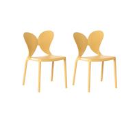 Beliani Set Of 2 Garden Chairs Larissa Stacking Yellow