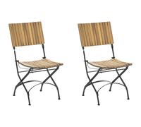 Set of 2 Garden Chairs LASCARI Armless Acacia Wood Light Brown