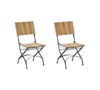 Set of 2 Garden Chairs LASCARI Armless Acacia Wood Light Brown