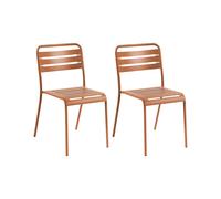 Set of 2 Garden Chairs LEFKADA Metal Brown