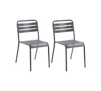 Set of 2 Garden Chairs LEFKADA Metal Dark Grey
