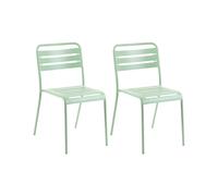 Beliani Set Of 2 Garden Chairs Lefkada Metal Green