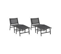 Set of 2 Garden Chairs MARCEDDI with Footstool Metal Black