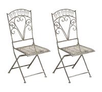 Beliani Set Of 2 Garden Chairs Nurra Folding Metal Grey, Grey
