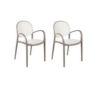 Beliani Set Of 2 Garden Chairs Povoletto Synthetic Material Light Brown